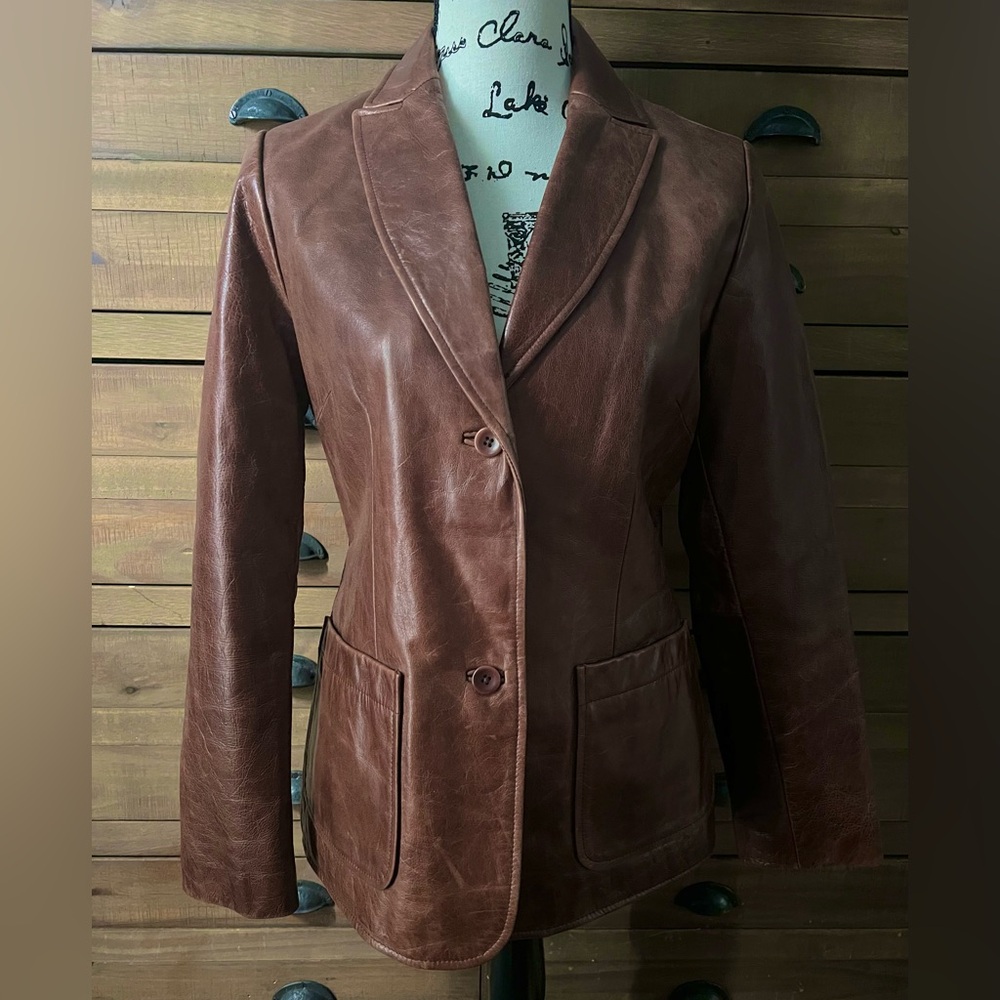 GAP W’s Vintage Leather Jacket Blazer S Brown